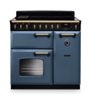 Rangemaster CLDL90EiPSTB/AB1 90cm Classic Deluxe Induction Range Cooker – Stone Blue with Antique Brass Trim