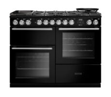 Rangemaster NEXO110DFPGBL/CM1 110cm Nexus Dual Fuel Range Cooker – Gloss Black with Chrome Trim